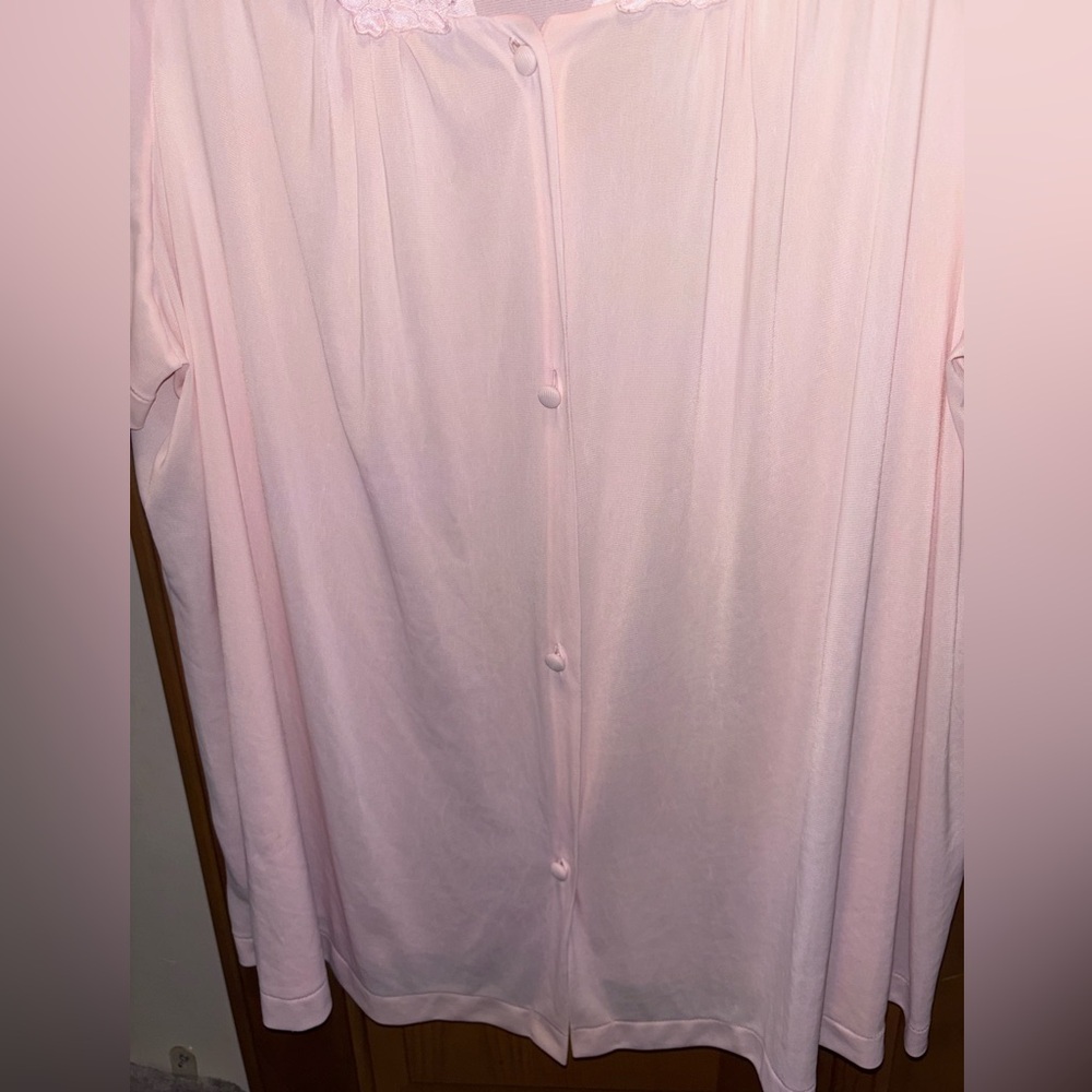 Vanity Fair Light Pink Silky Pajama Top Size 2X Night Shirt Vintage Made in USA - Picture 6 of 7